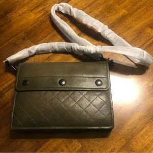 NWT $328 FRYE Samantha Quilted Leather Crossbody Bag in Fatigue!